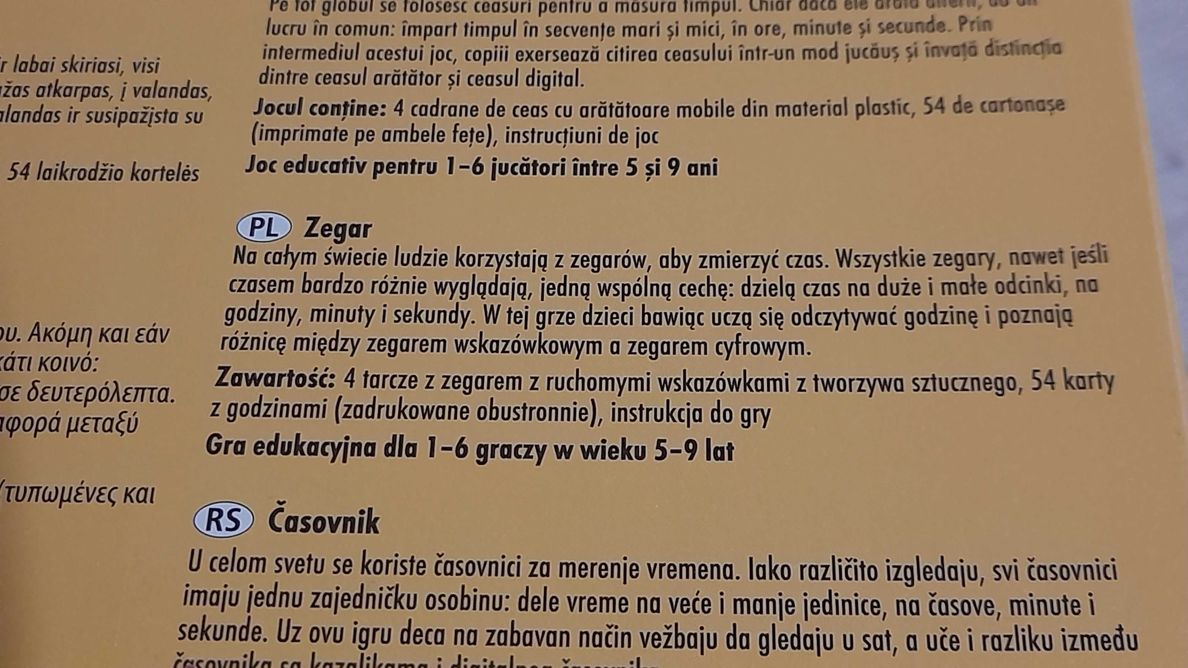 Zegar The clock gra edukacyjna wiek 5 -9 lat bdb