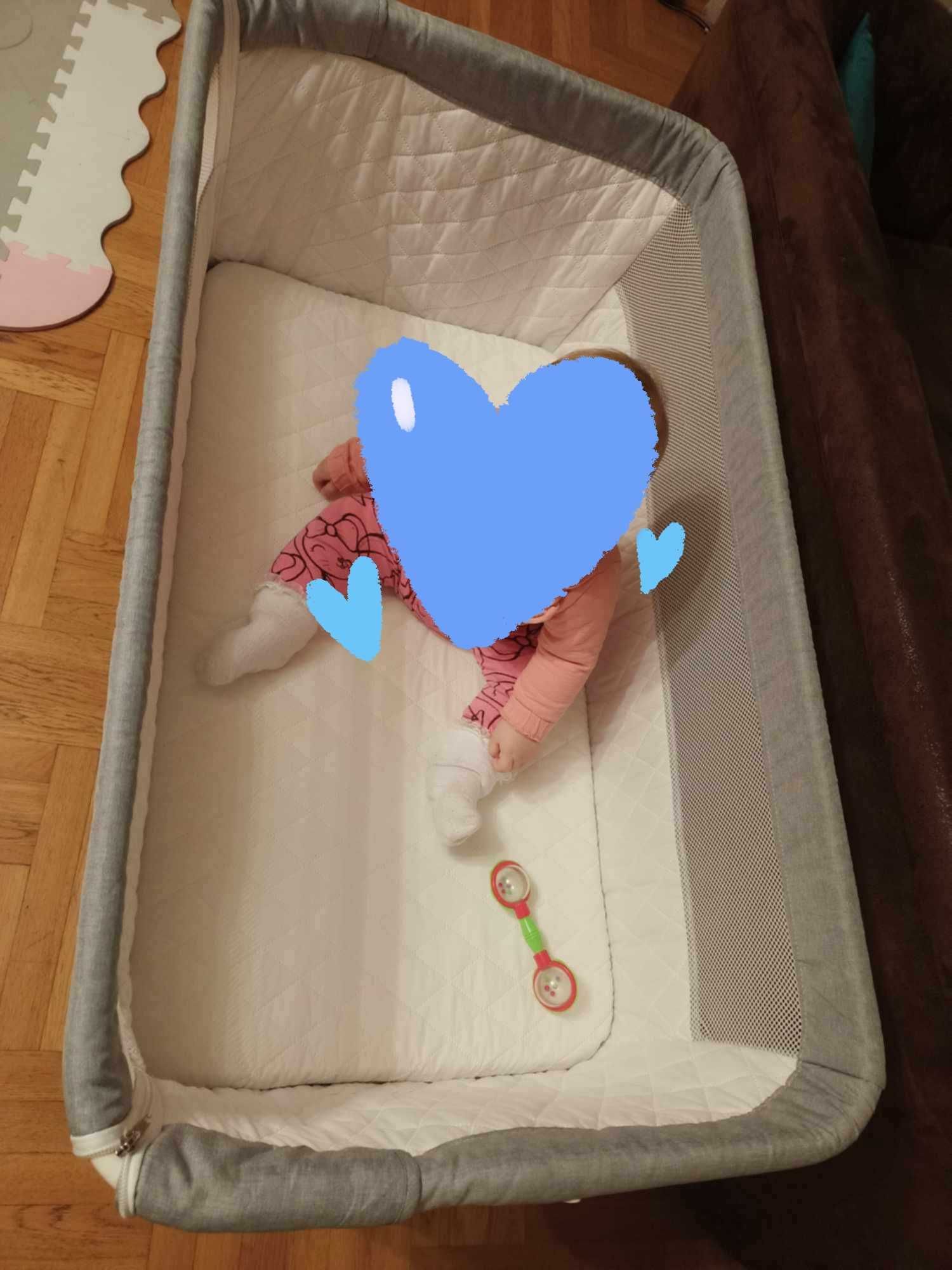 Dostawka/ łóżeczko szara jak nowa