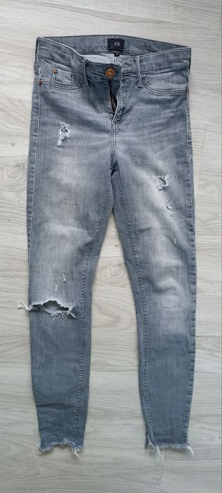 River Island spodnie dziewczęce szary jeans dziury przetarcia EU 34/8
