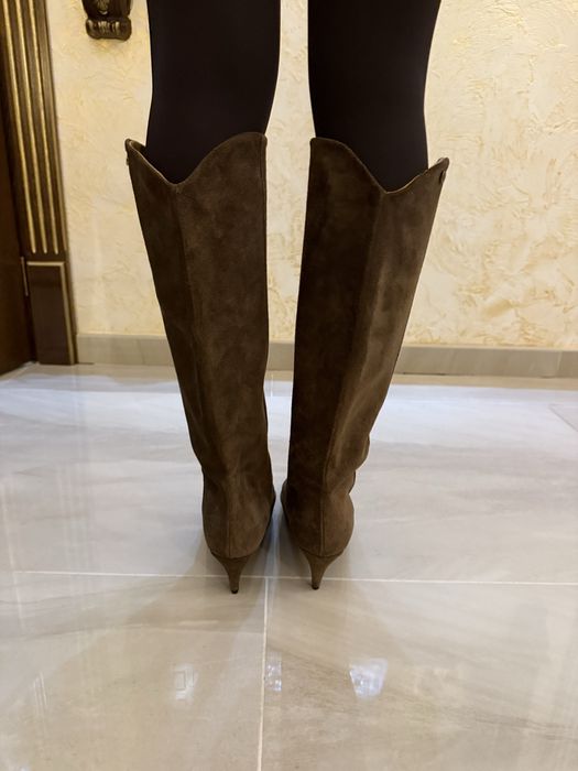 Замшеві стильні сапоги, на дуже зручному каблуці