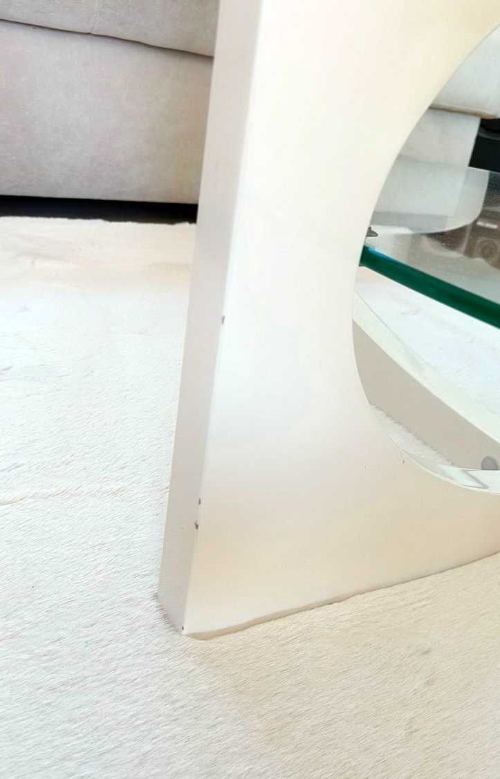 Ława biała z szybą i półką - 110 x 66 cm; wys. 46 cm