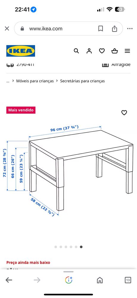 Conjunto Secretaria e cadeira criança ikea