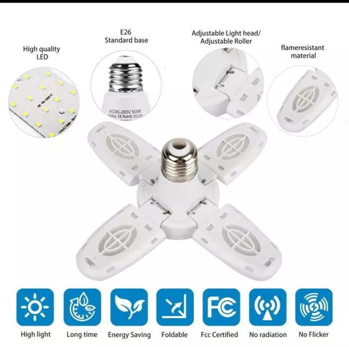 Garażowa magazynowa żarówka LED E27 3800LM bardzo mocna