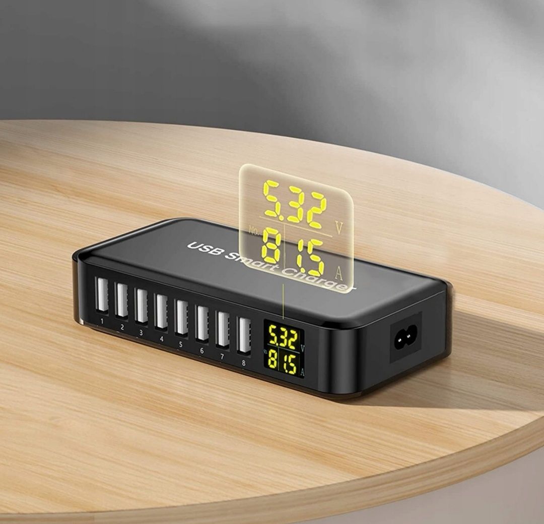 Szybka Ładowark sieciowa 8xUSB portów zasilacz 40W