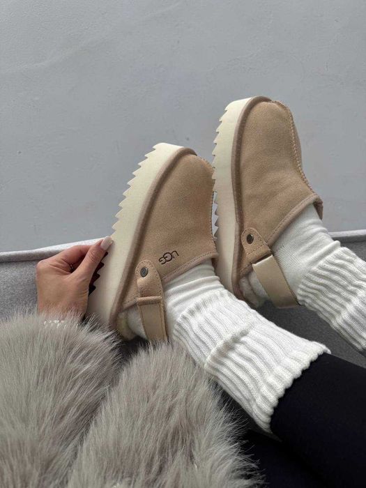 Угги Ugg Lanah Clog Platform Beige / Sand / Уггі Ланах Клог бежеві