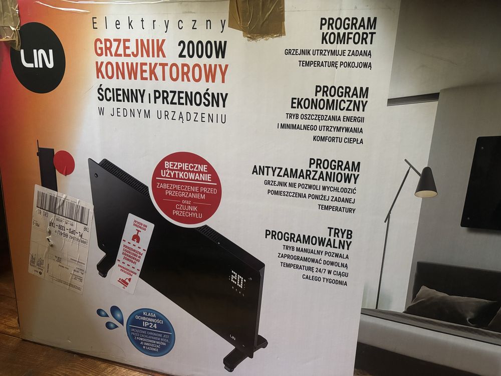 x2 Elektryczny grzejnik konwektorowy ścienny i przenośny 2000W