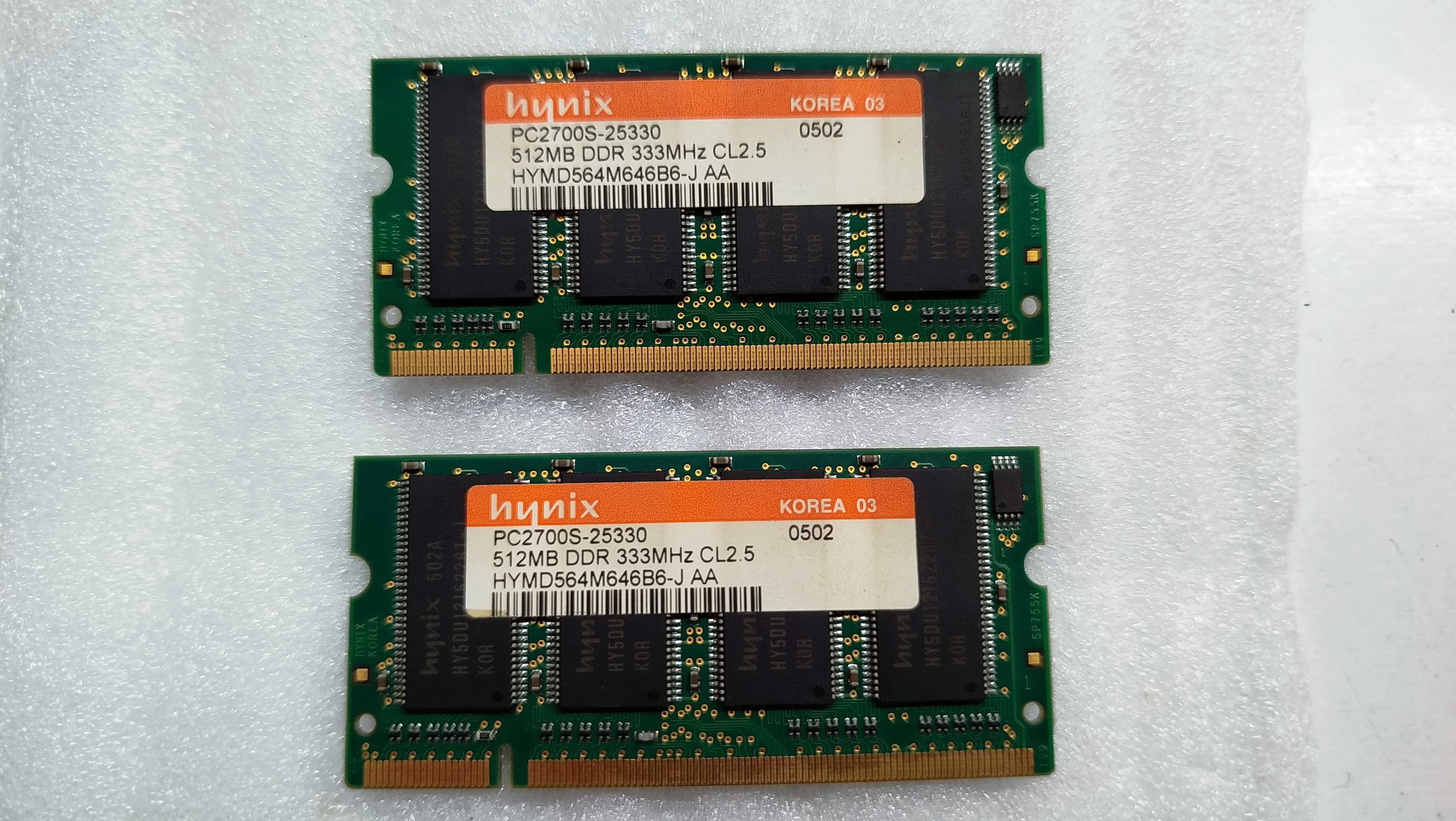 Memória para PC Portátil SO-DIMM DDR-333 2x512MB (1GB) HYNIX