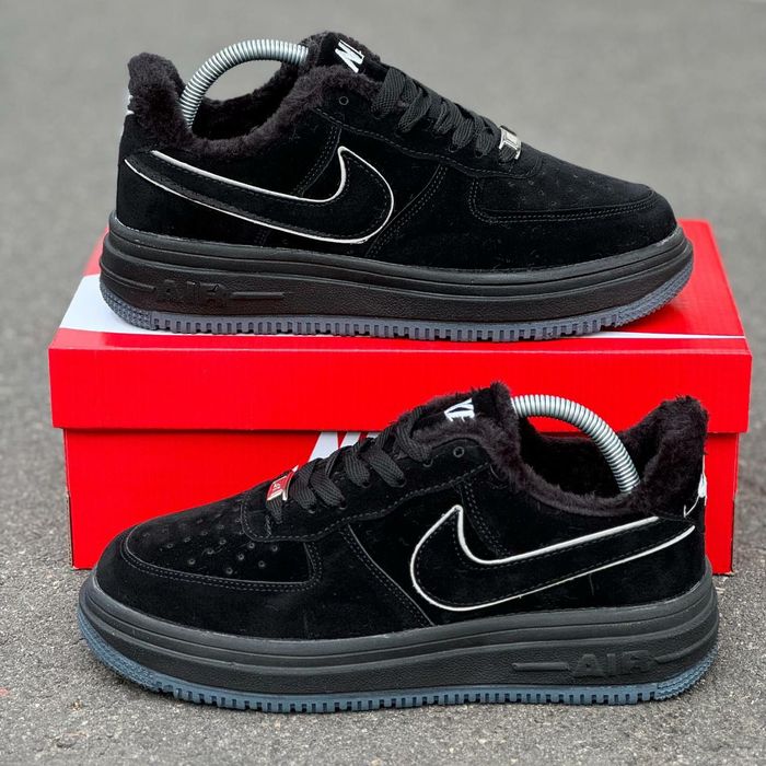 Чоловічі зимні кросівкі Nike air force, стильні, теплі, найк, замшеві