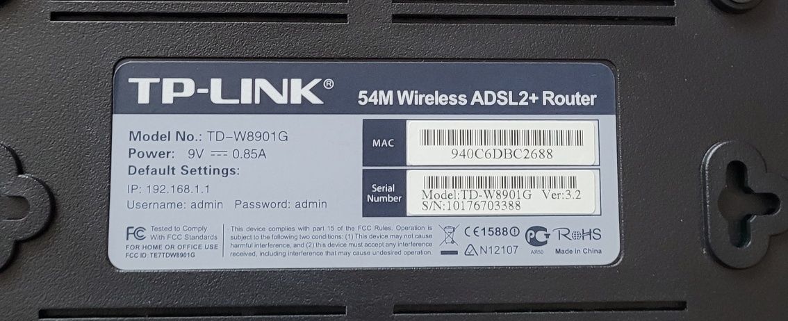 TP- Link Bezprzewodowy router 54M ADSL2+