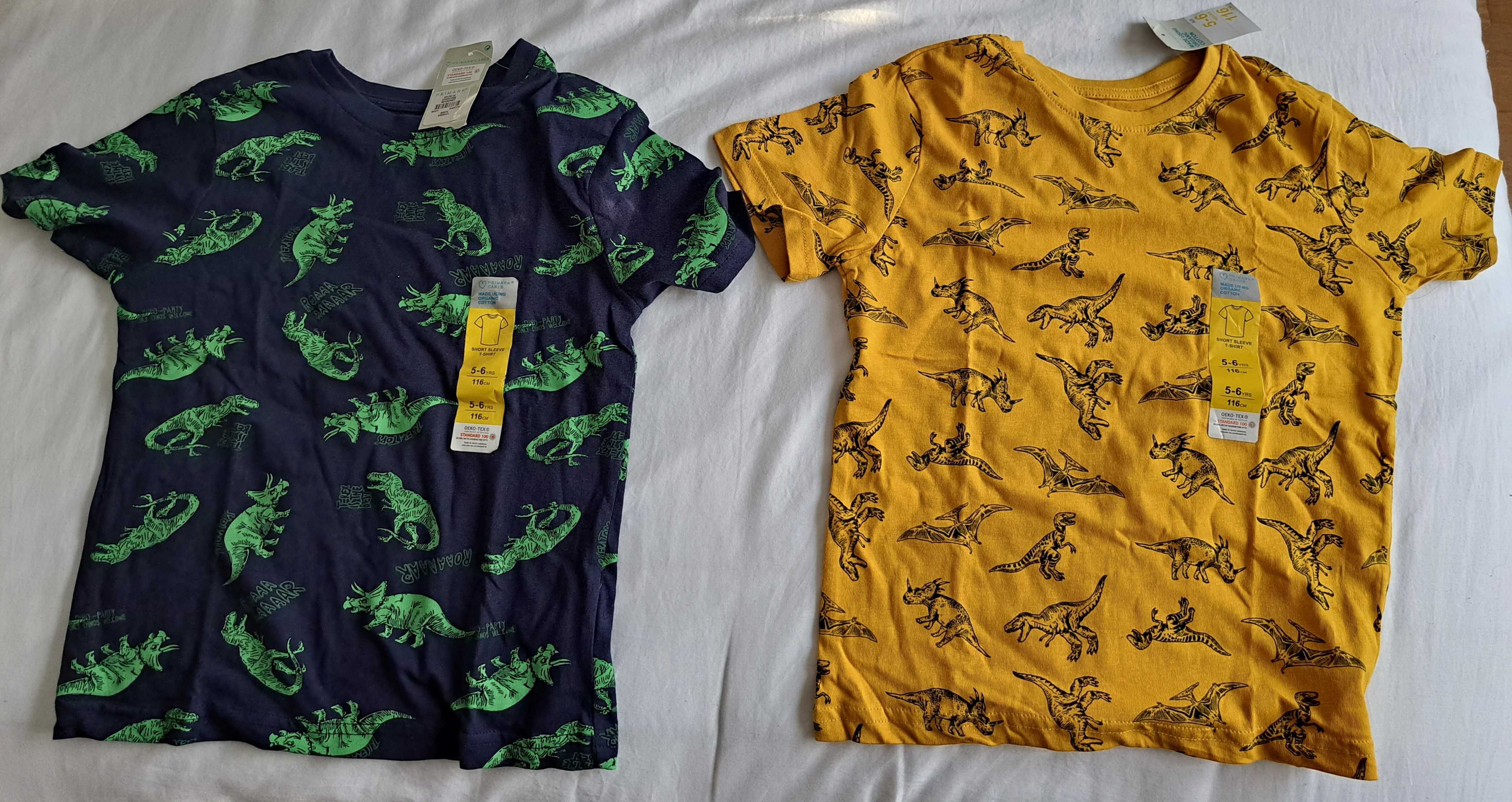 2 T-Shirts Primark - Dinossauros - Tamanho 116m - Criança 5/6 anos