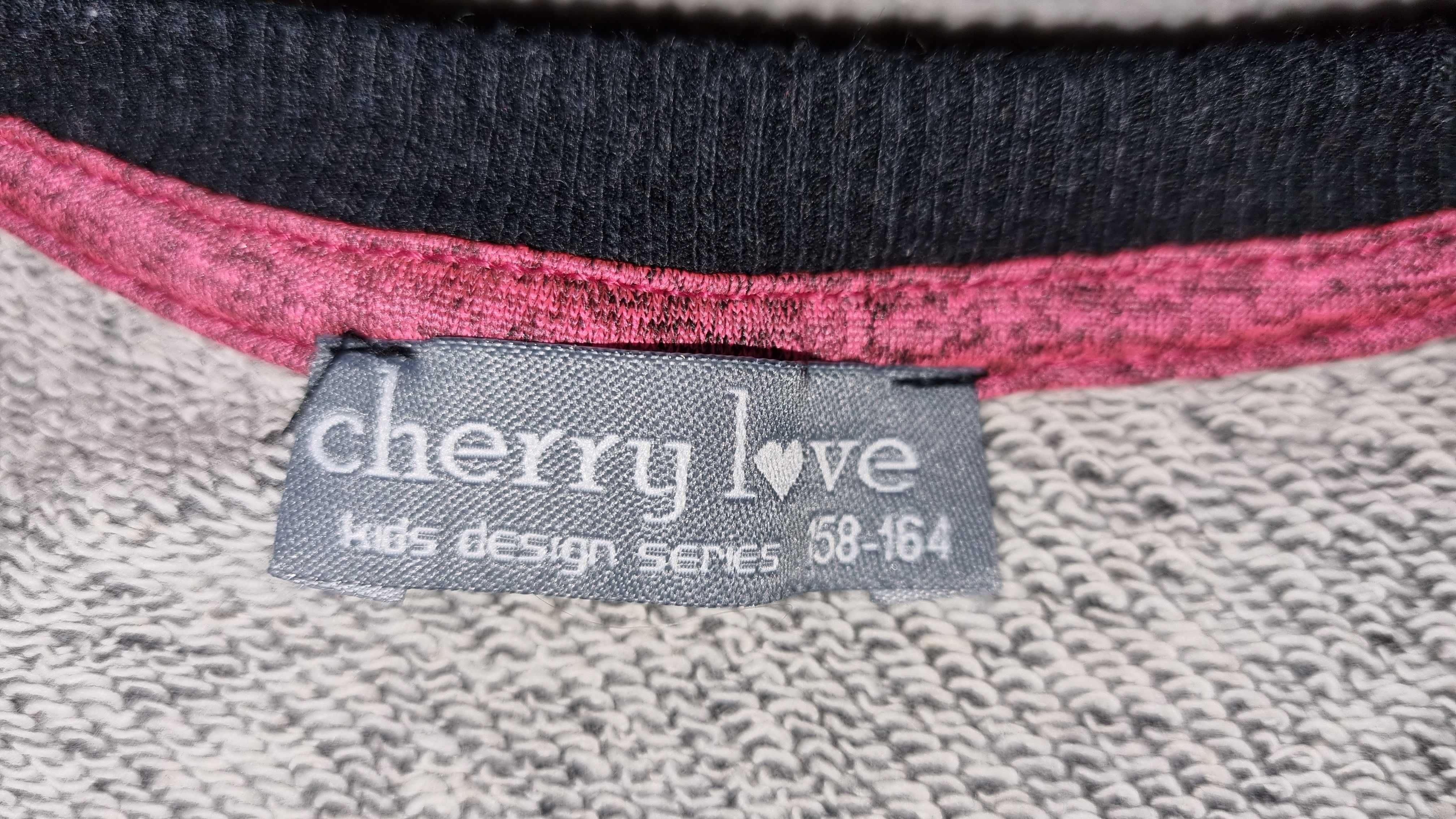 Sweter/bluza dziewczęcy z napisem, Cherry love roz. 158/164