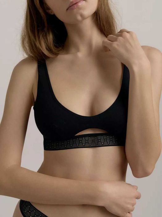 Бюстьє бавовна Conte XS S хлопок топ топік бра чорний натураль зручний