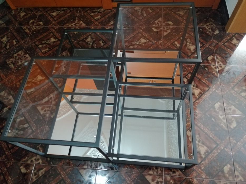 Mesa centro de inox pintado a preto texturado