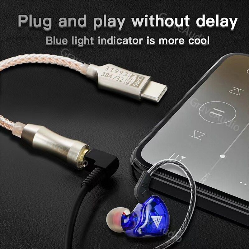 DAC Wzmacniacz Słuchawkowy CX31993 USB C/3.5mm Transparen/Blue