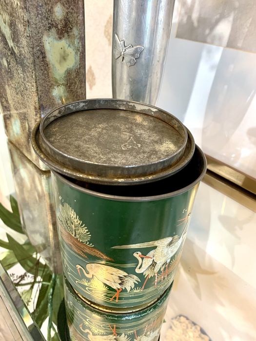 Metalowa Puszka Unikat pudełko Ptaki Bociany pojemnik