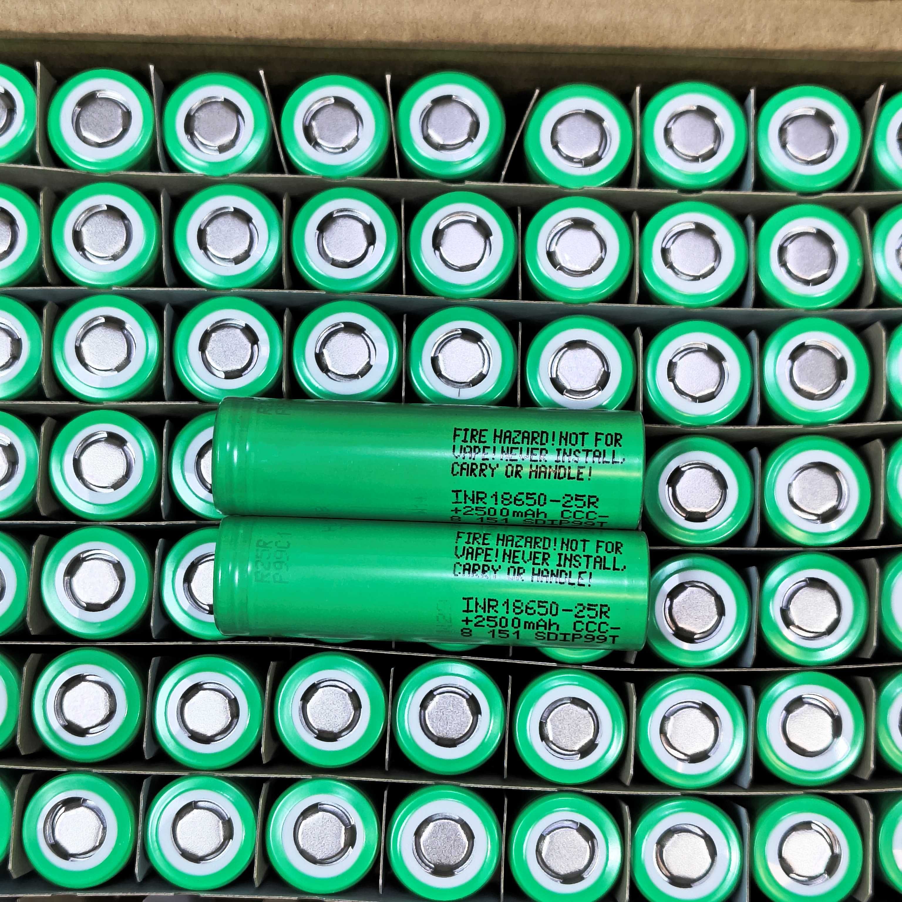 Высокотоковый 18650 аккумулятор Samsung INR18650-25R 2500mah/20A/12mO
