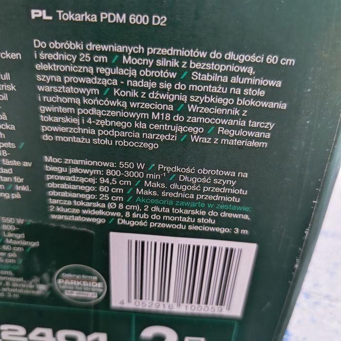 Parkside PDM600 D2 tokarka