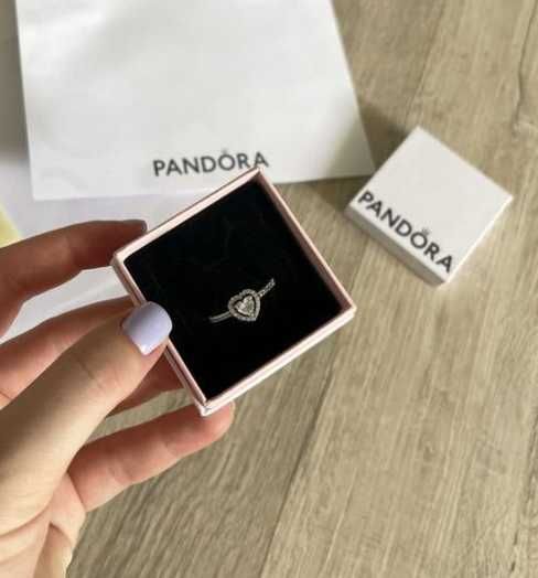 Срібна каблучка кільце червоне біле рожеве серце Пандора Pandora