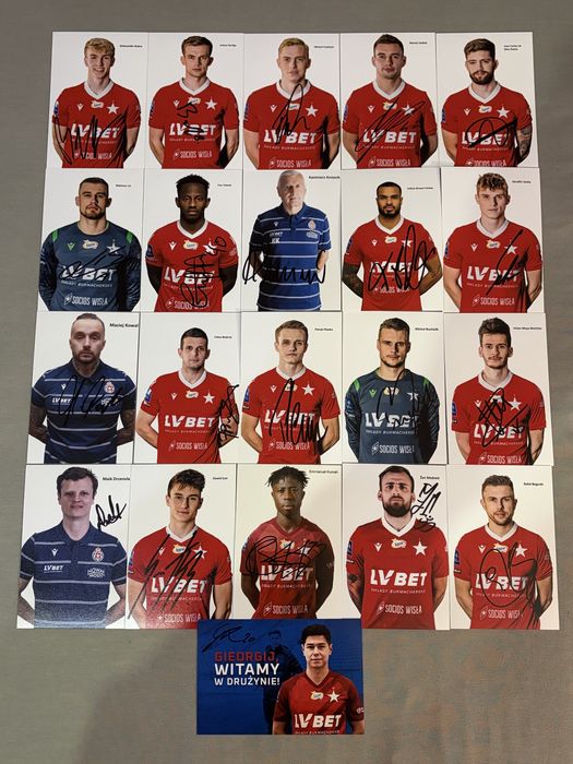 Zestaw autografów Wisła Kraków Buksa Kmiecik Yeboah Lis