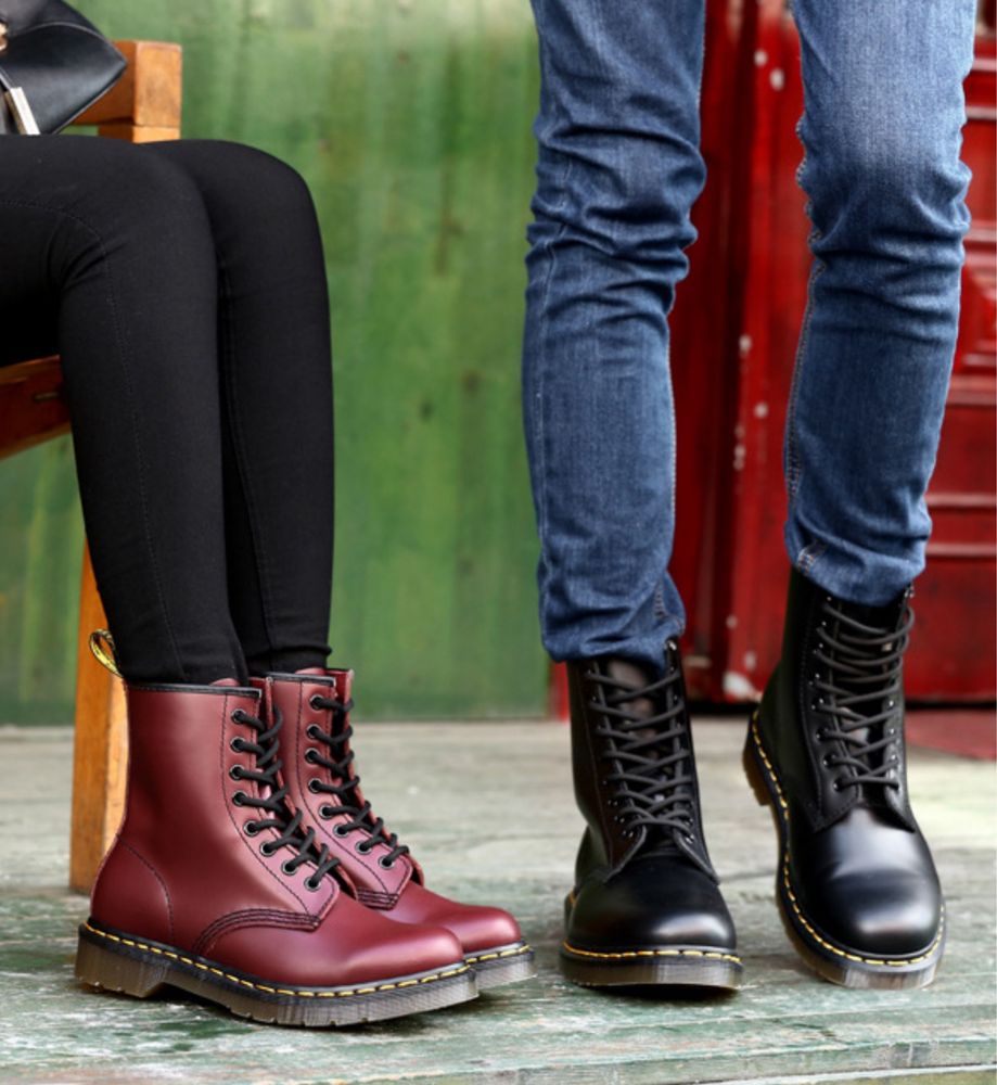 Glany traperki buty unisex jak martensy workery botki czerwone