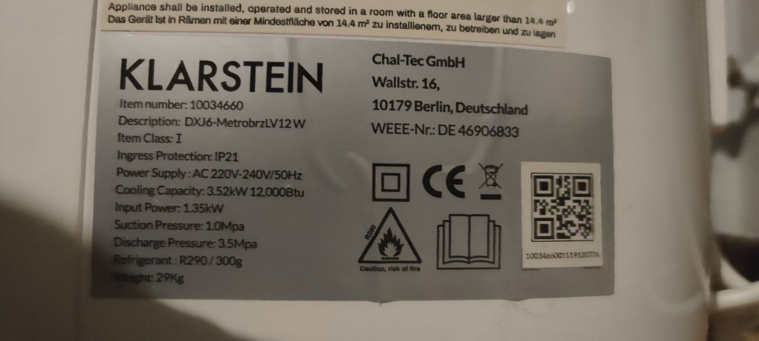 Klimatyzator kleinstein 12tys Btu