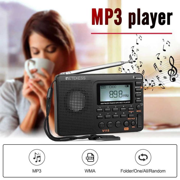 Retekess V115 портативний цифровий радіоприймач FM/AM/SW  MP3 плеєр