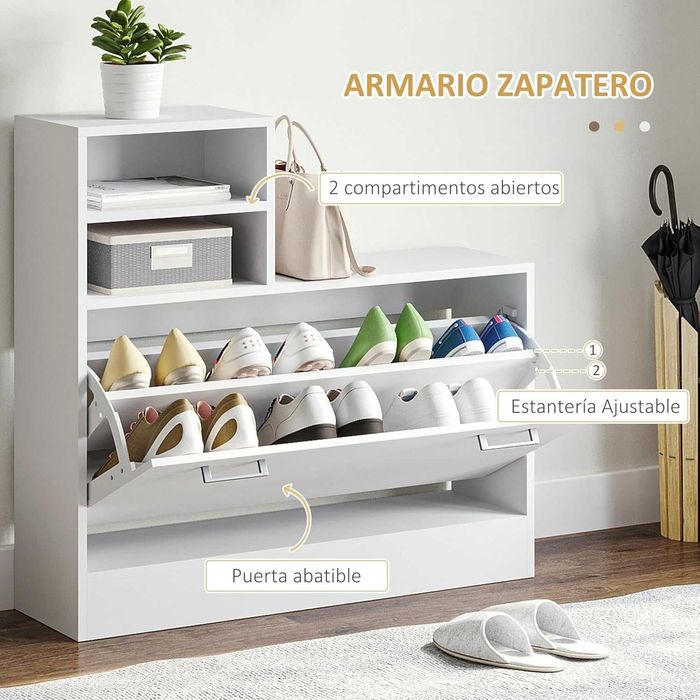 Móvel de entrada com espelho cabide e sapateira