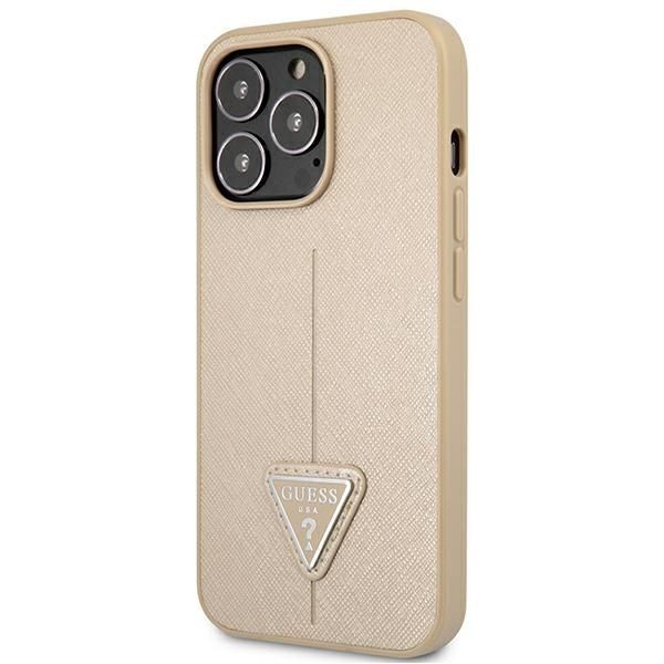 Etui Guess iPhone 13 Pro/13 6,1" Beżowe Saffiano Triangle - Logo GUESS