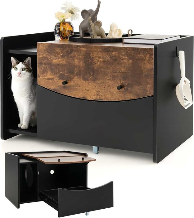 Szafka dla kota z miejscem na kuwetę z wysuwaną szufladą WADY