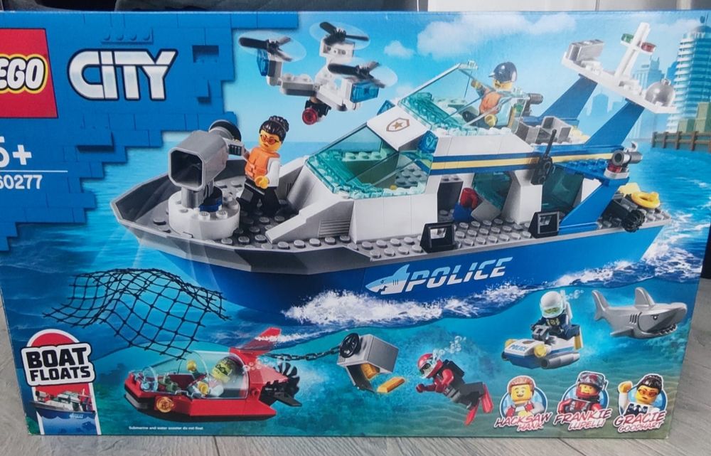 Kompletny zestaw LEGO CITY 60277 Policyjna łódź patrolowa
