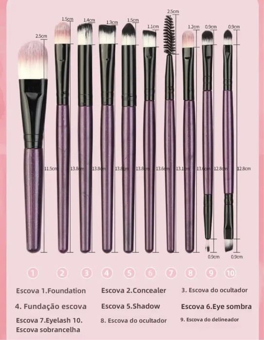 20 pincéis de maquiagem