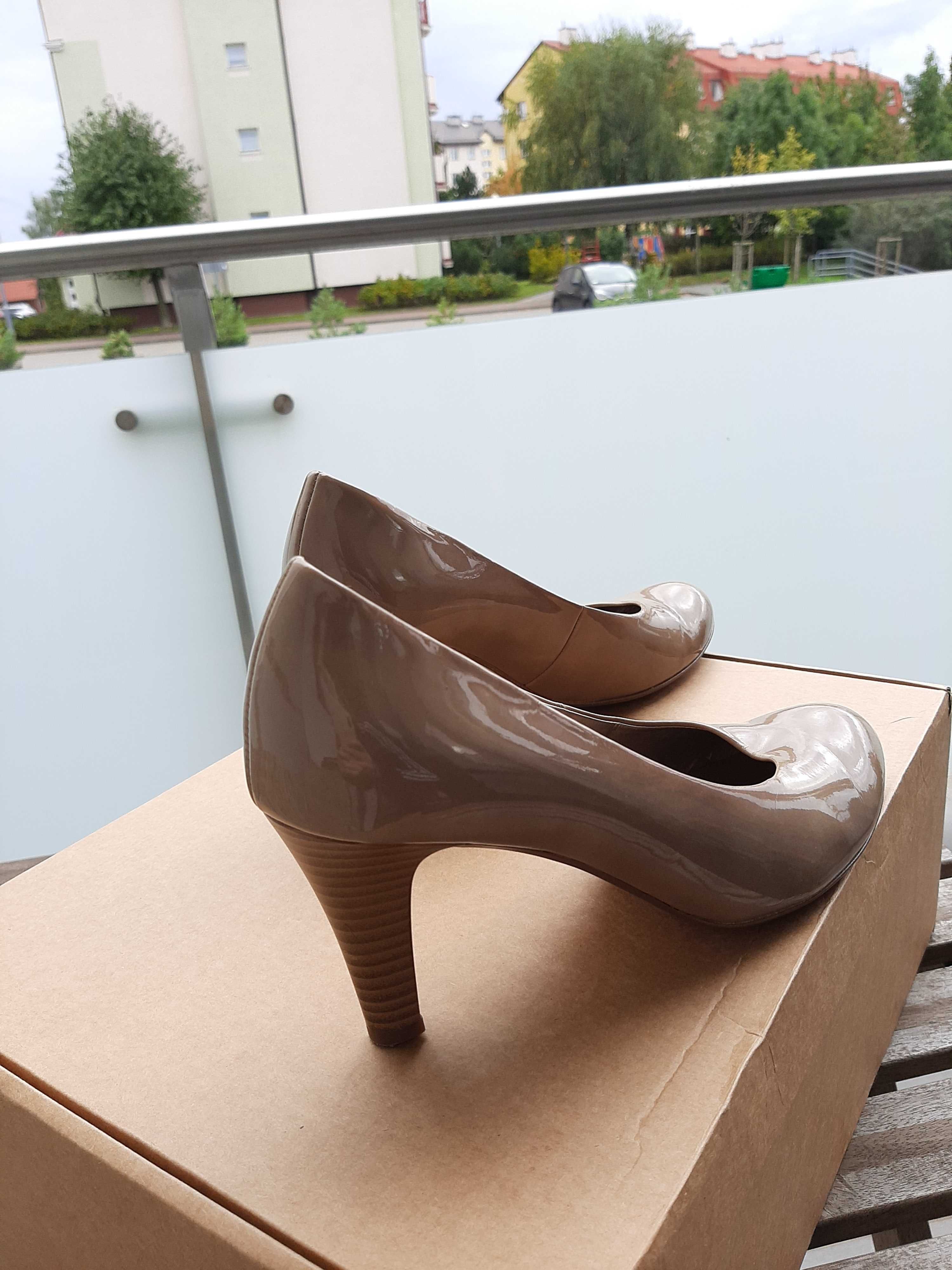 Skórzane czółenka Gabor. Buty na wesele. Wygodne szpilki