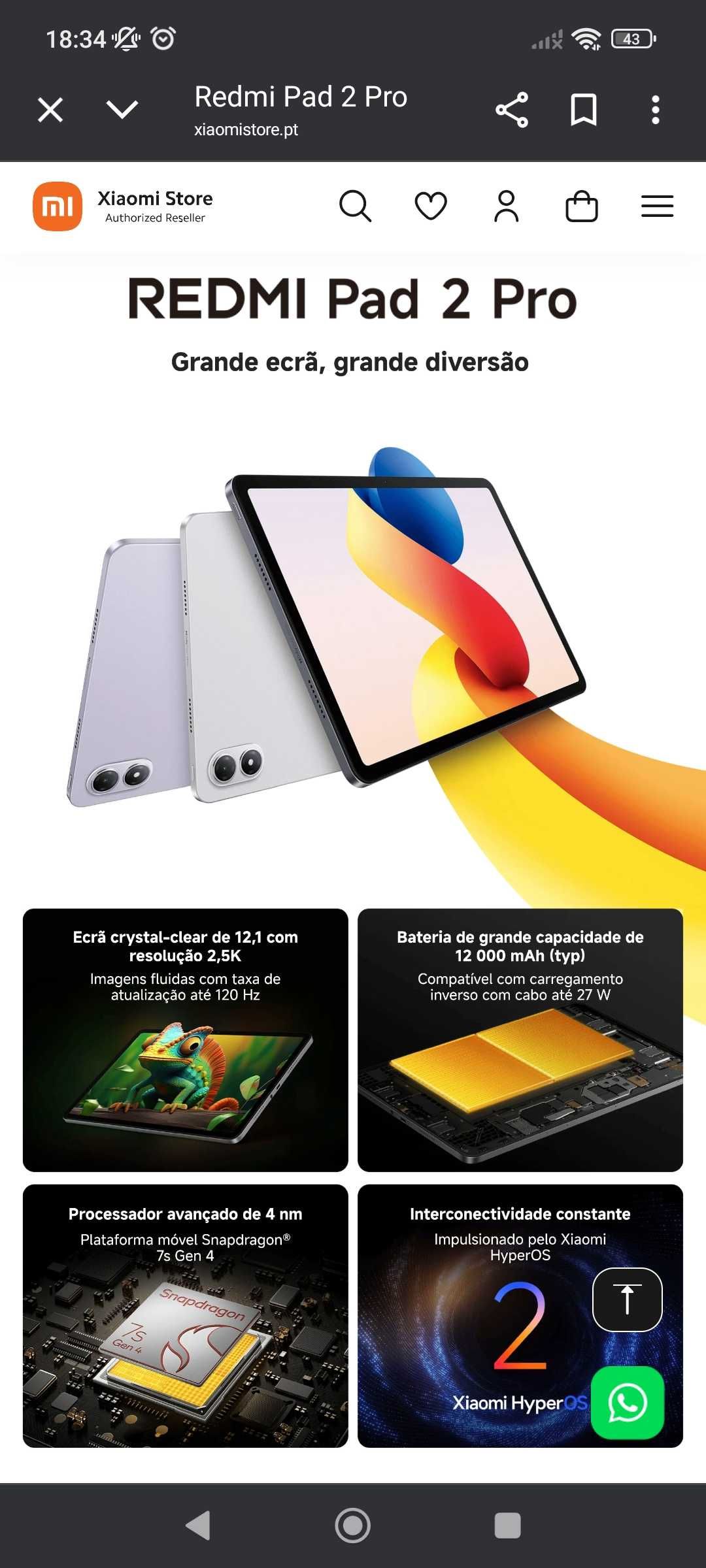 Tablet REDMI Pad 2 Pro novo selado com garantia