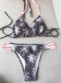 Biquini Bikini triângulo preto e rosa