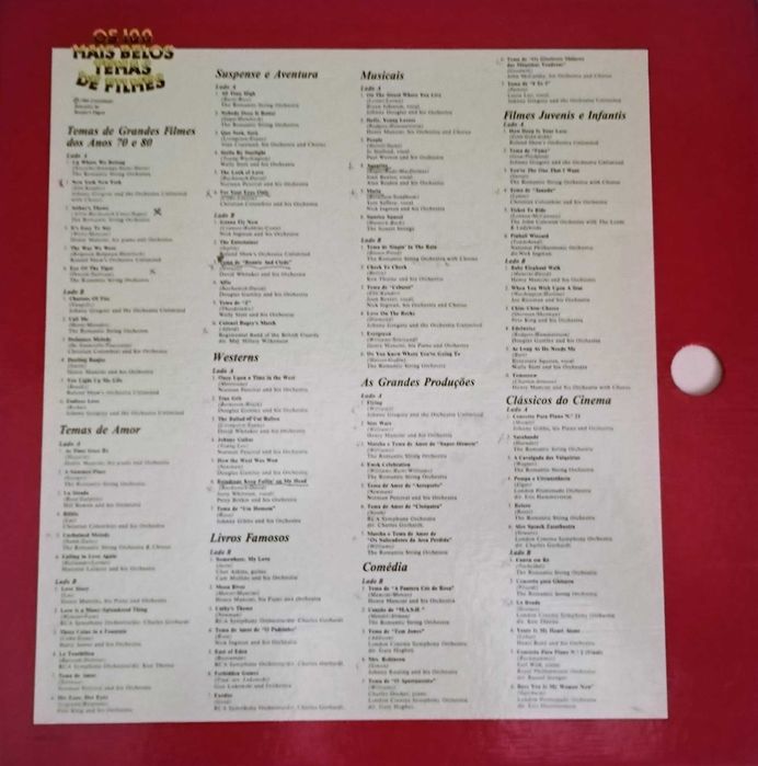 Discos de vinil "Os 100 Mais Belos Temas de Filmes" (Caixa com 8 LPs)