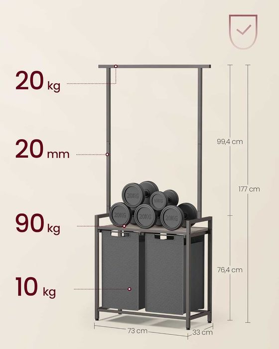 Nowy kosz na pranie / organizer/pojemnik /2 komory/46L/ VASAGLE !6016!