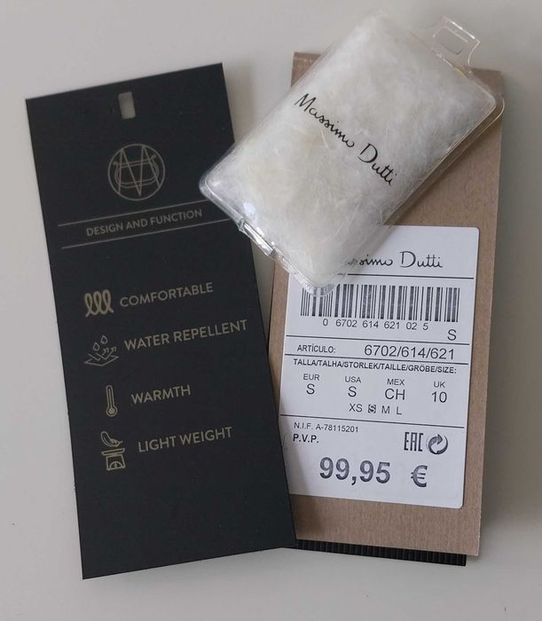 Massimo Dutti  -  Blusão de plumas naturais