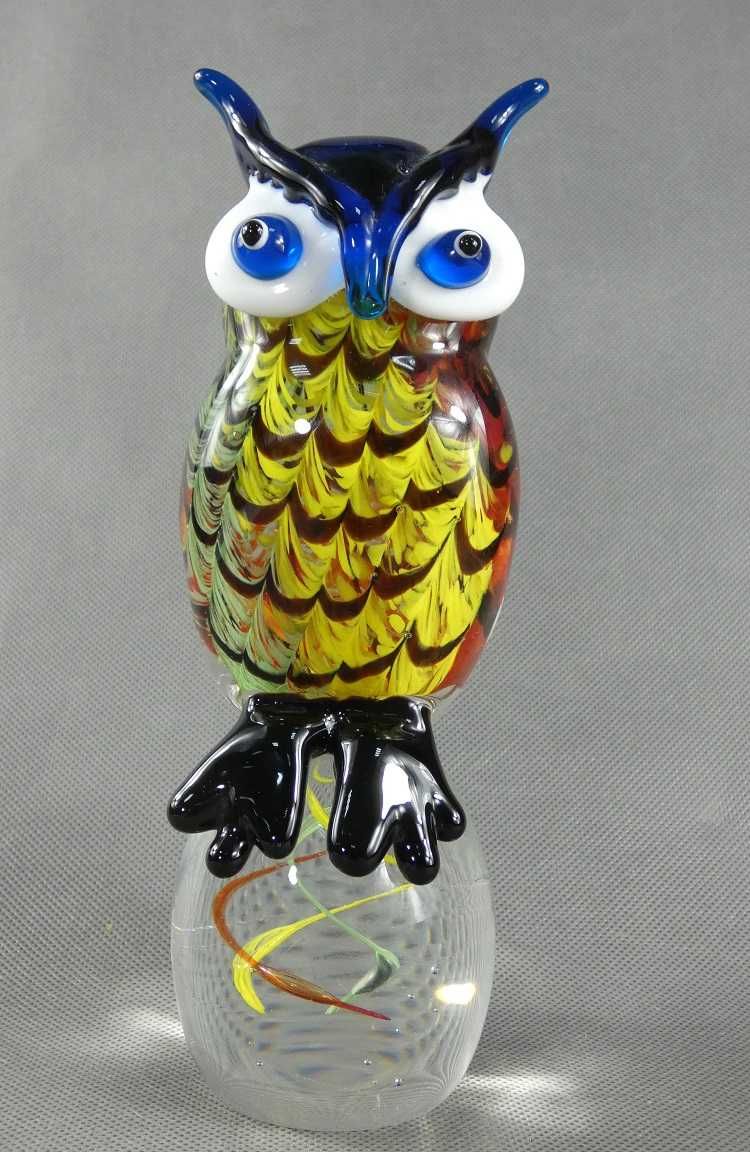 Figura SOWA sówka szkło MURANO figurka puchacz 22 cm 1,5 kg