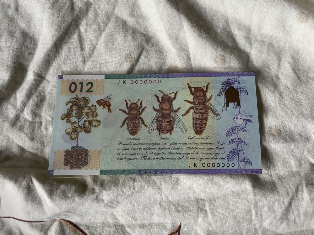 BANKNOT testowy PWPW - pszczoła miodna 012 BEZ NUMERACJI