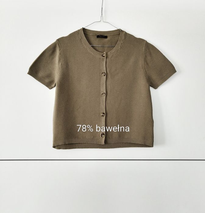 Top dzianinowy Massimo dutti 38 M zielony khaki bawełniany na guziki