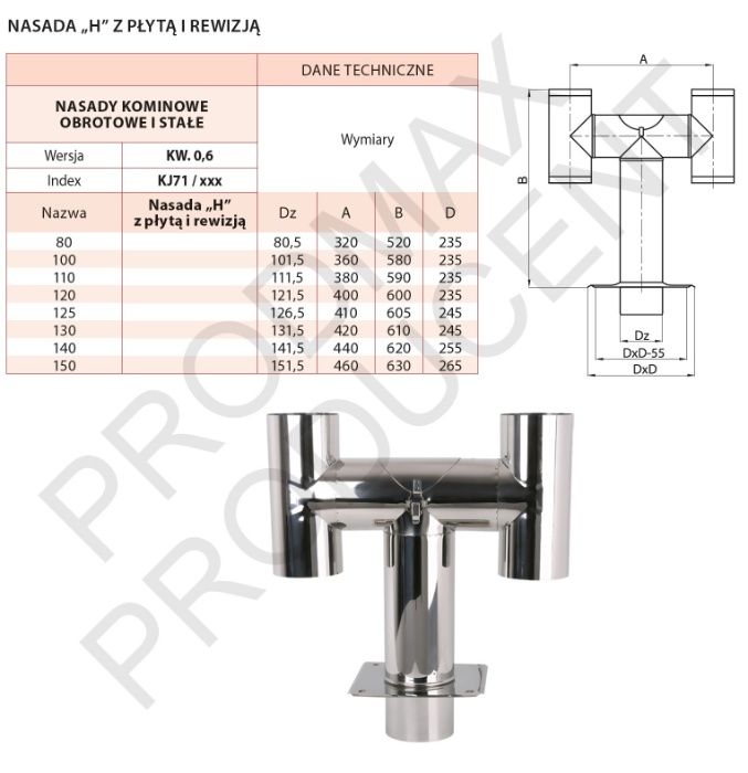 OKAZJA!!! Nasada Kominowa Typu H FI 150 Deflektor Kwas PRODUCENT!!!
