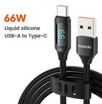 Оригінальний кабель Toocki USB A to Type-C LCD, 66W силіконовий