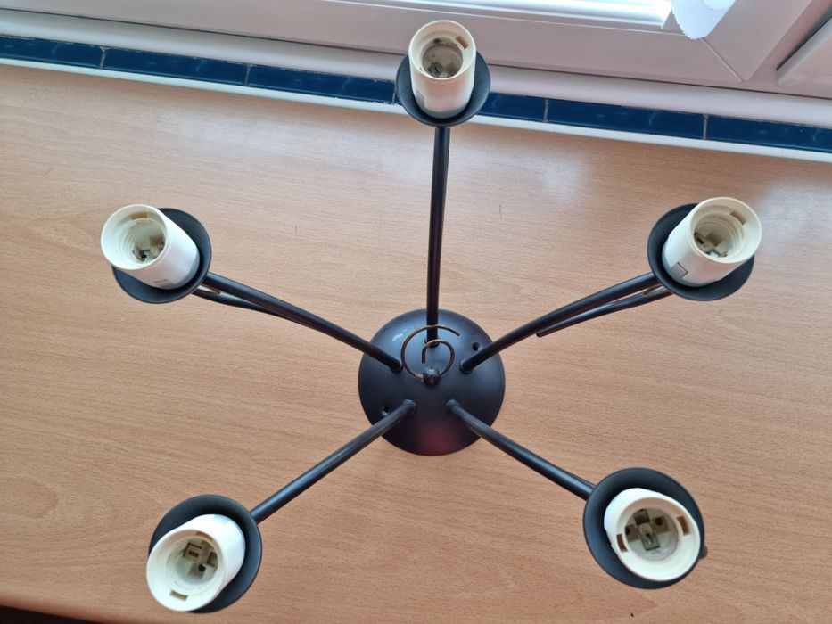 Żyrandol pięcioramienny, lampa sufitowa, Alfa Capri, vintage, 5x60W