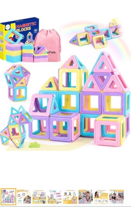Klocki magnetyczne dla dzieci 42 sztuki dla 3 4 5 6 7 8 lat
