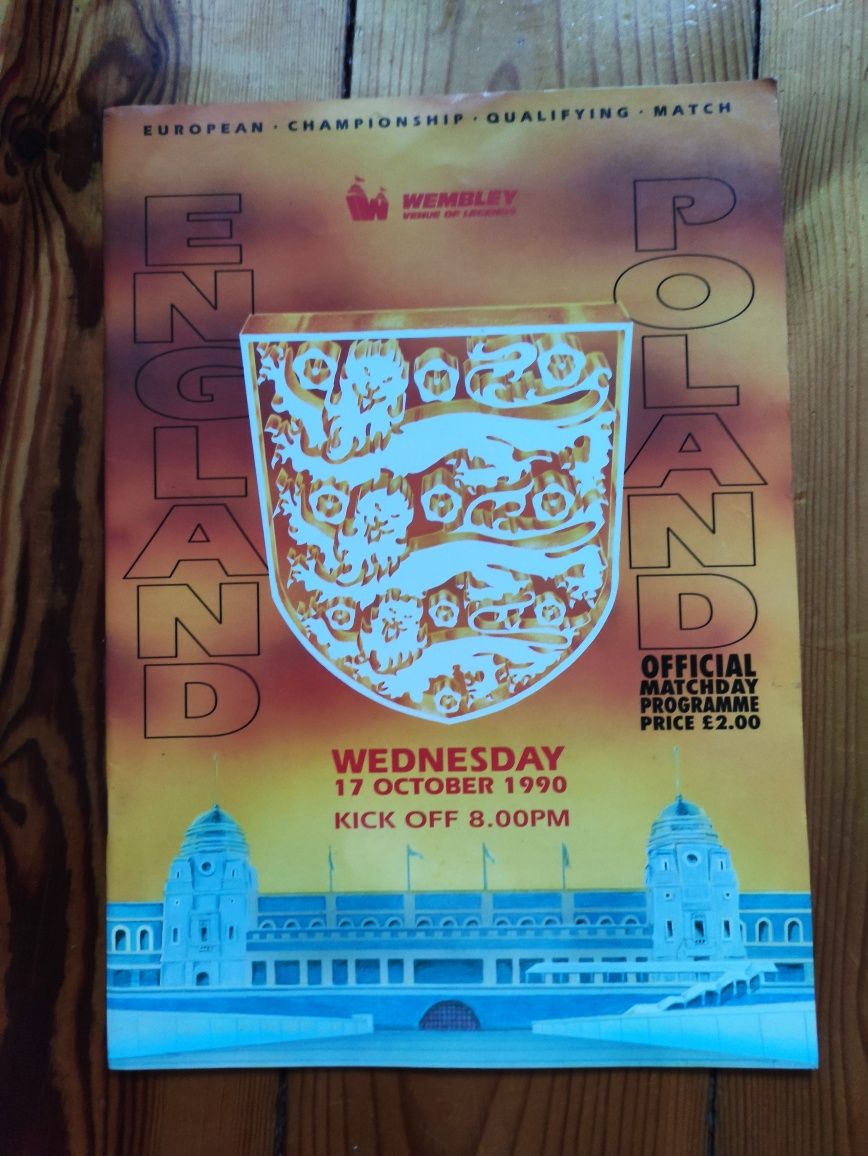 Program Anglia - Polska 1990 Piłka Nożna