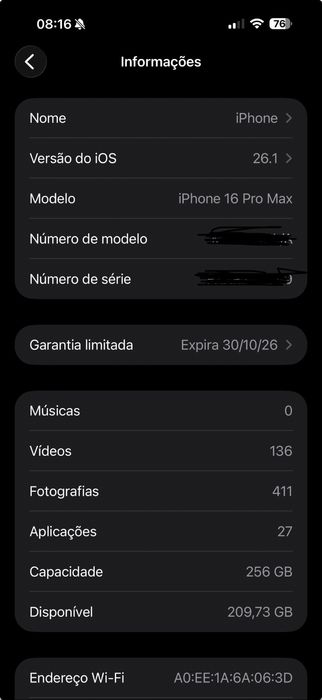 Iphone 16 pro max 256gb como novo