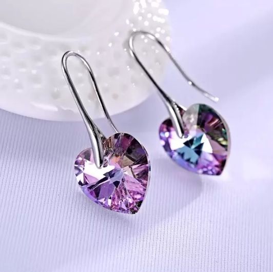 Swarovski kolczyki serca duże srebrne VITRAIL ROSE Walentynki nowe