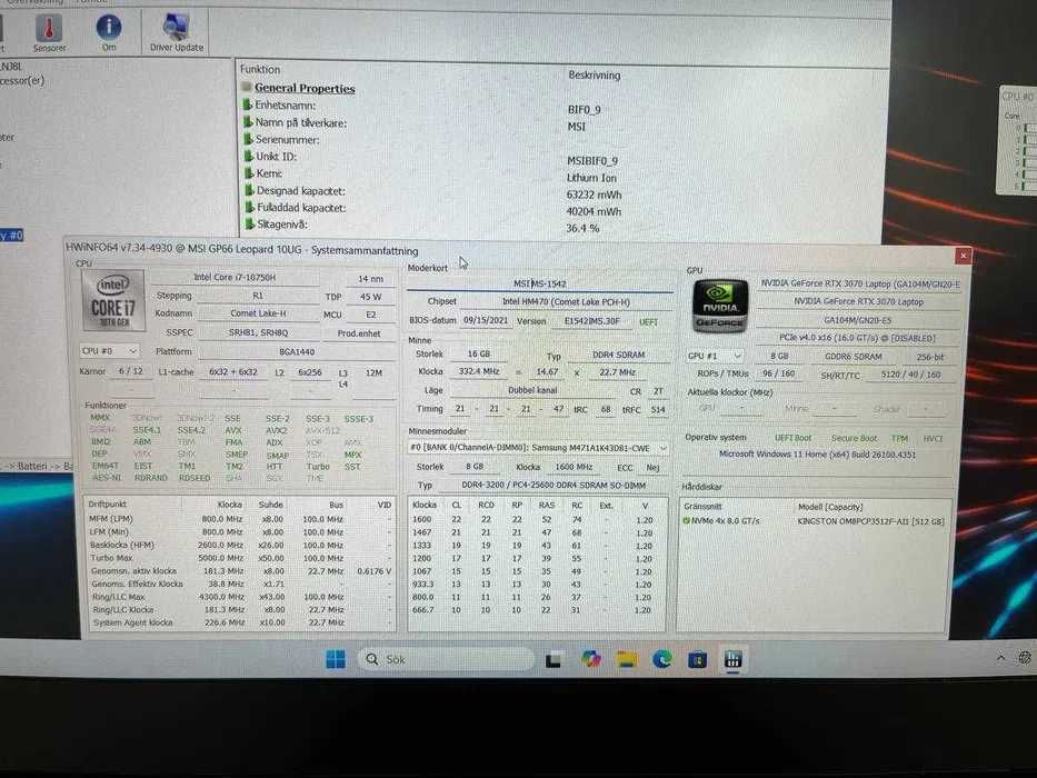Ігровий ноутбук MSI LeopardGP66 FHDIPS/i7-10750H/RTX3070/16DDR4/SSD512