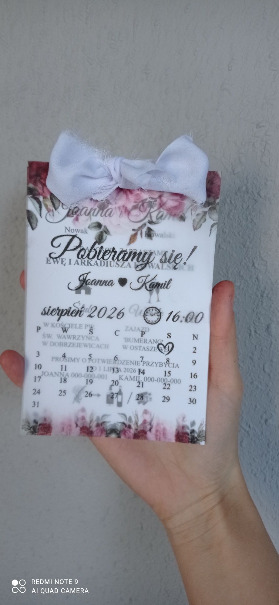 Eleganckie zaproszenia na ślub z kalką , liście eukaliptus,  kwiaty