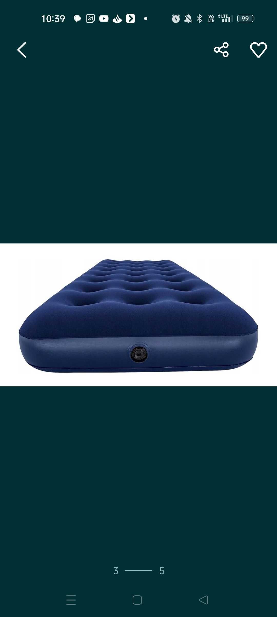 Bestway materac, łóżko dmuchane Blue Horizon Single XL/Lo 185x76x22cm